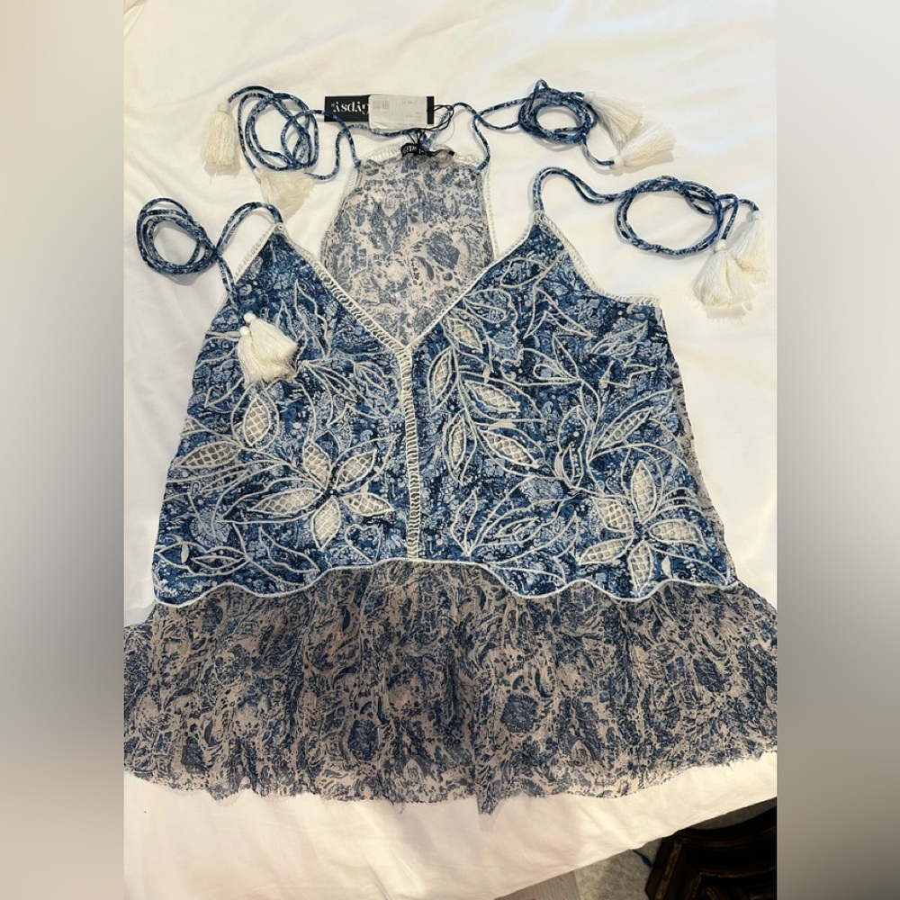 Gypsy silk halter tassel top